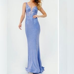 JVN by Jovani Prom Dress with Embroidered Bodice in Periwinkle
